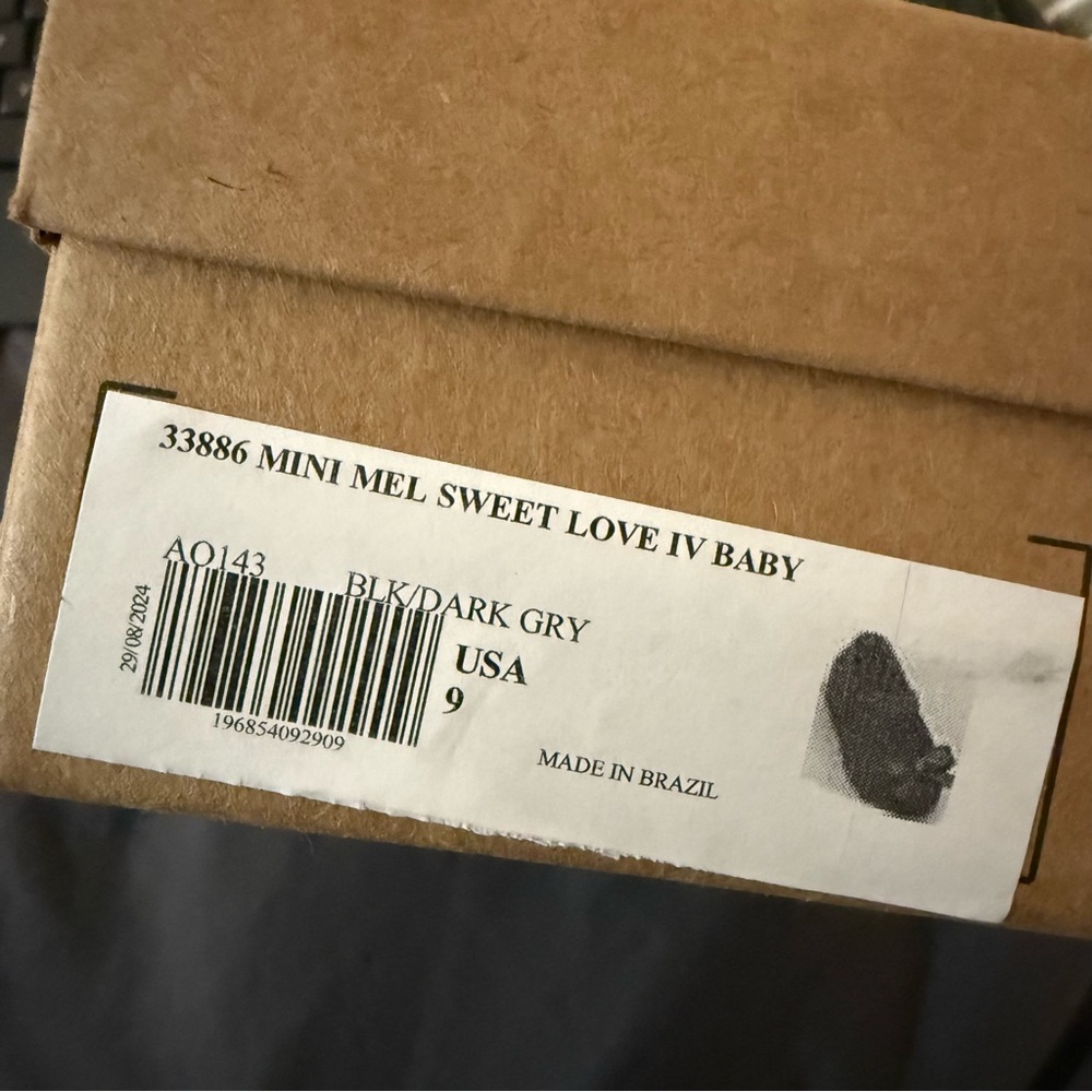 MINI MELISSA BLACK GRAY SILVER BOW SWEET LOVE IV MARY JANE SHOES - Picture 4 of 7